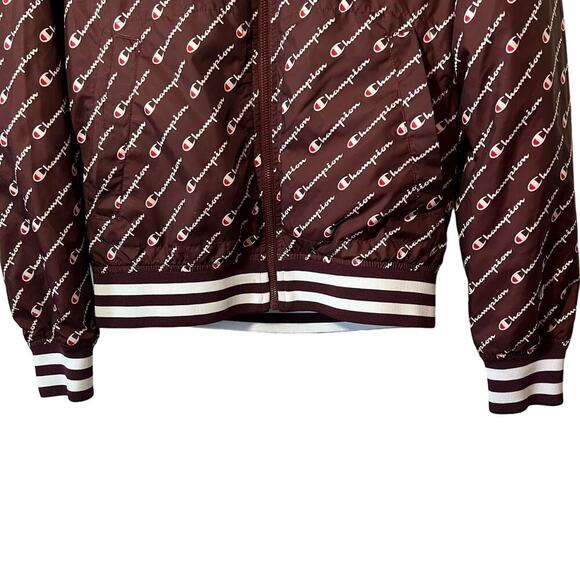 Champion Diagonal Script Satin Varsity Baseball Maroon Jacket Size Small - Picture 5 of 9